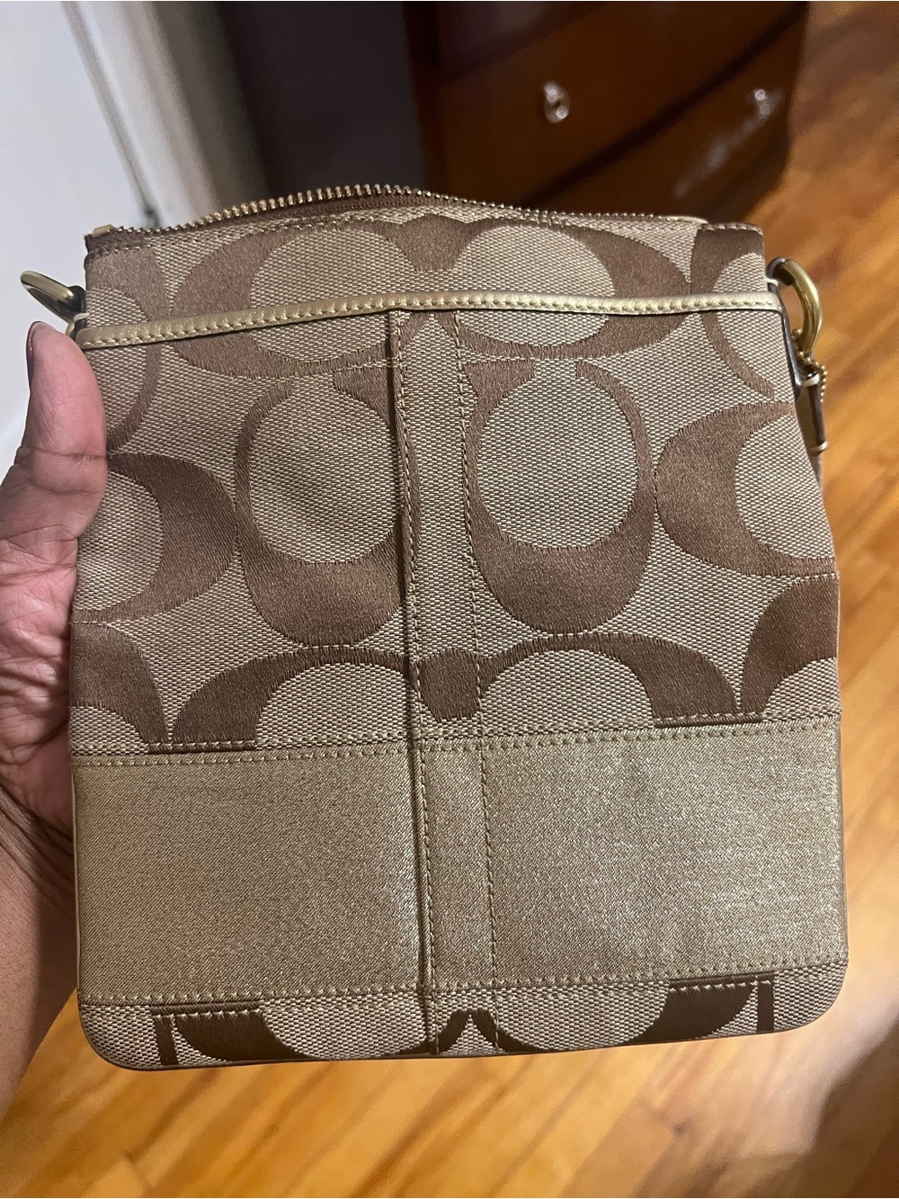 Coach Tan/Brown Signature Small Crossbody Bag